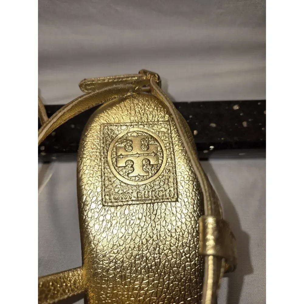 Tory Burch Britton Gold Metallic Thong Sandals US Womens Size 10M Cruise Shoes